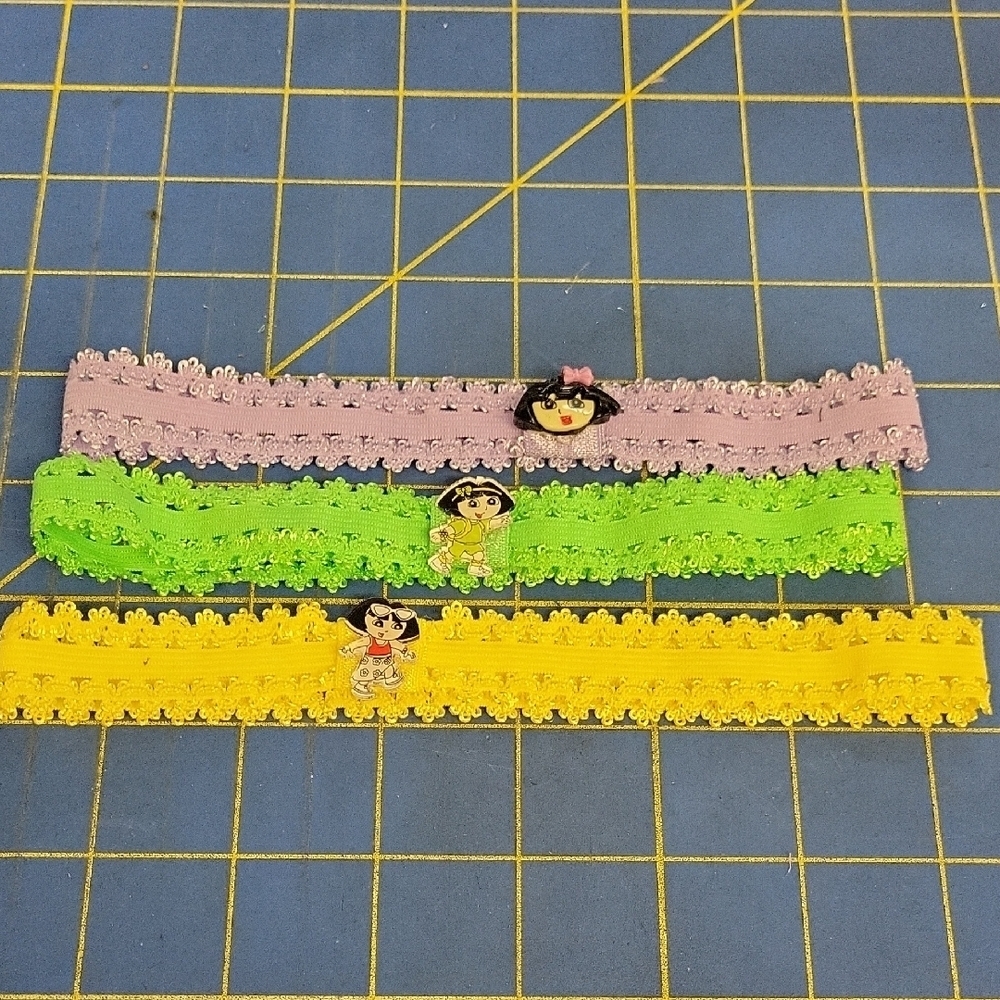 Dora The Explorer Yellow Green Purple Stretchy Hair Bands